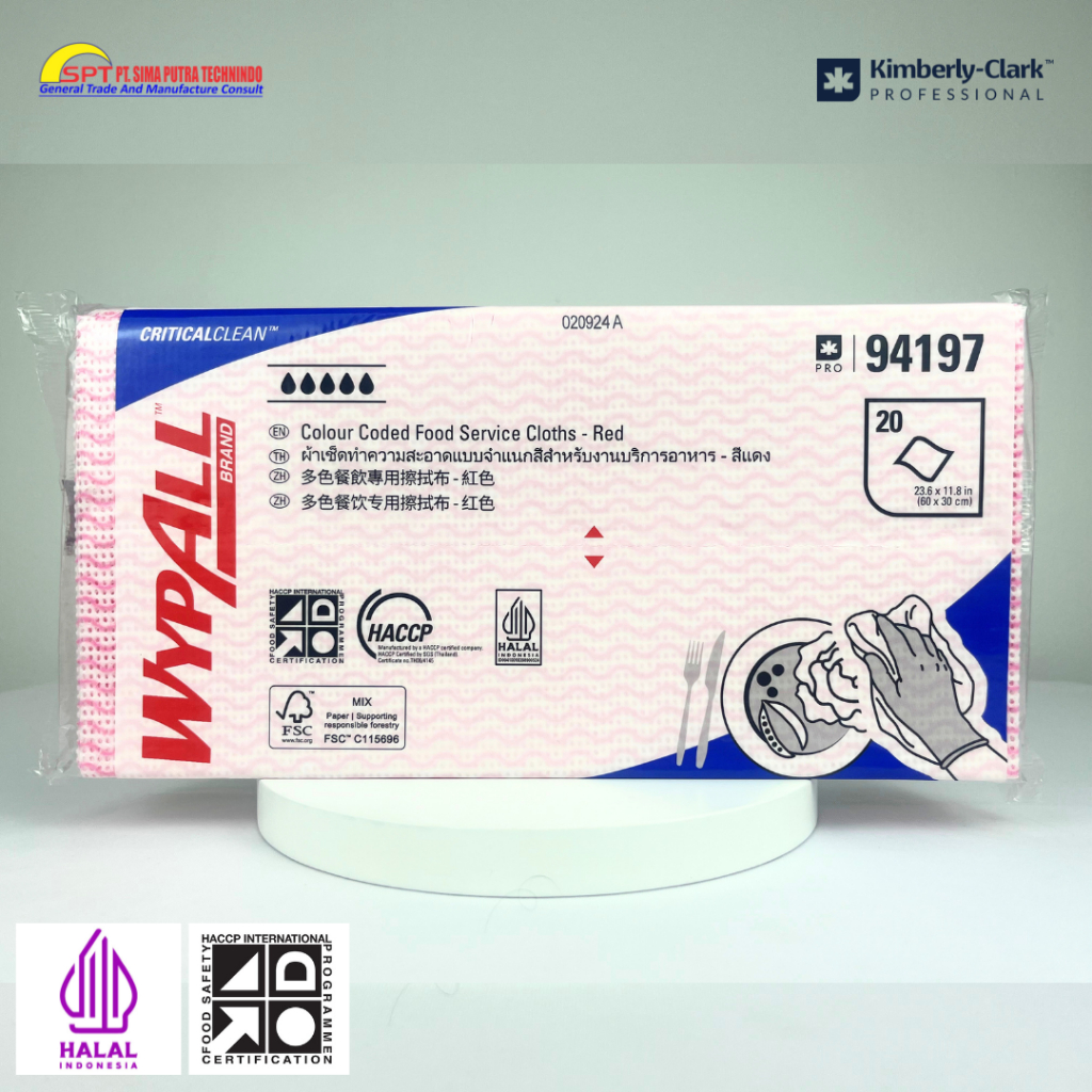 VERSI BARU Kimberly Clark Colour Color Coded Food Service Red (Wypall Lap Pengkodean Warna Makanan) 