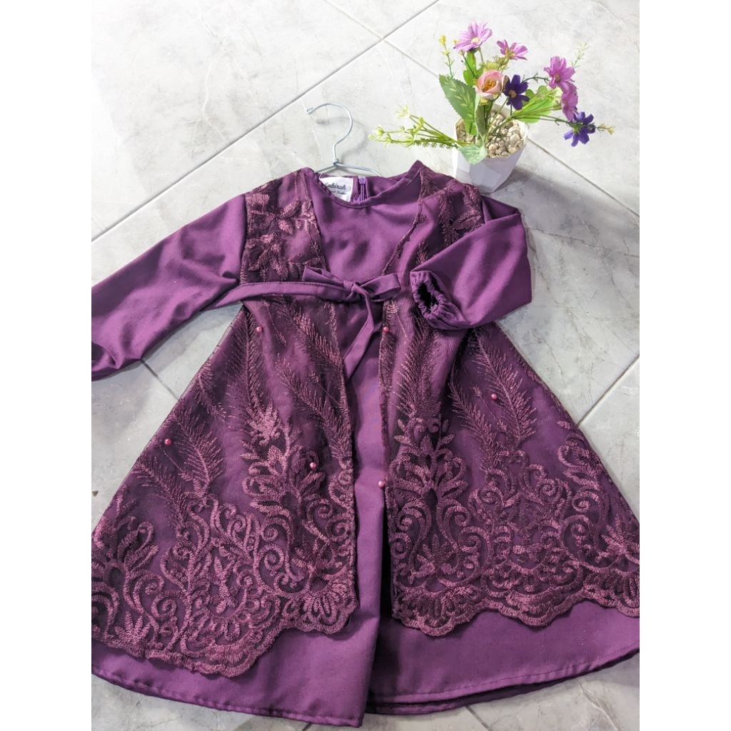 Dress/Gamis polos mix brokat anak 2-4 tahun