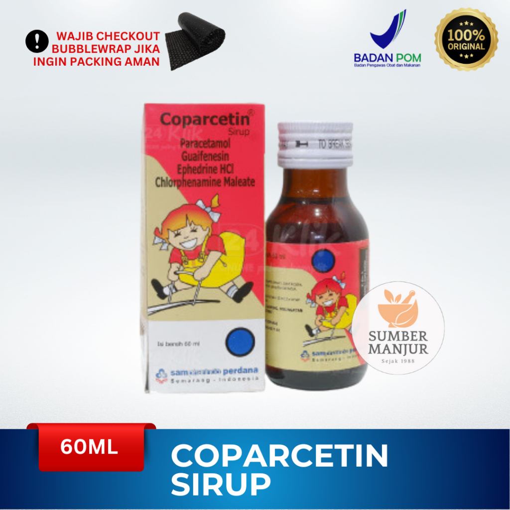 COPARCETIN SIRUP 60ML / UNTUK MERINGANKAN FLU, DEMAM, SAKIT KEPALA DAN BATUK