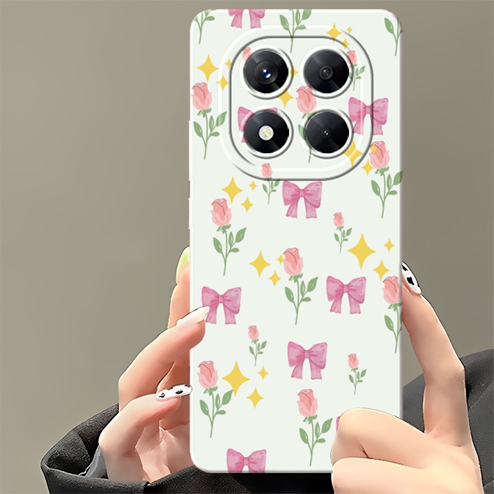 Case For Redmi Note 14 Pro / Redmi Note 14 Pro Plus Terbaru Softcase Procamera Motif  Bunga Kekinian