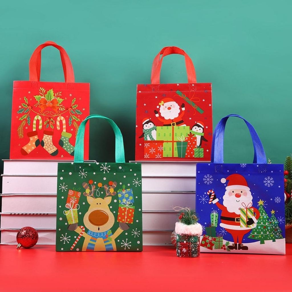 

Goodie Bag Natal Glossy Small Full Tas Hampers Natal Motif 4 Sisi Import 22×11×23