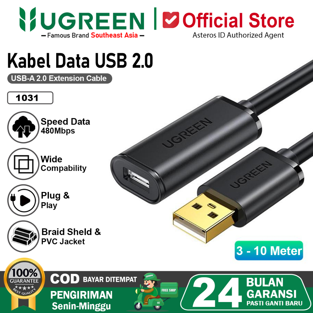 UGREEN Kabel USB 2.0 3.0 Extension Male To Female Round Cable 3M 5M 10M