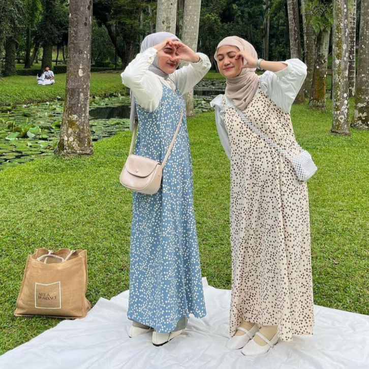 OVERALL DRESS YUBI SLOOPY MOTIF BUNGA KOREAN STYLE