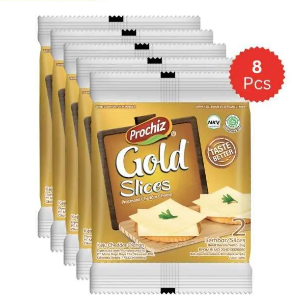 

KEJU PROCHIZ GOLD SLICES RENCENG 8 PACK X 26gr ISI 2 LEMBAR / PACK KEJU PROCHIS CHEDDAR SUSU OLAHAN MAKANAN RINGAN CEMILAN ENAK WDMART