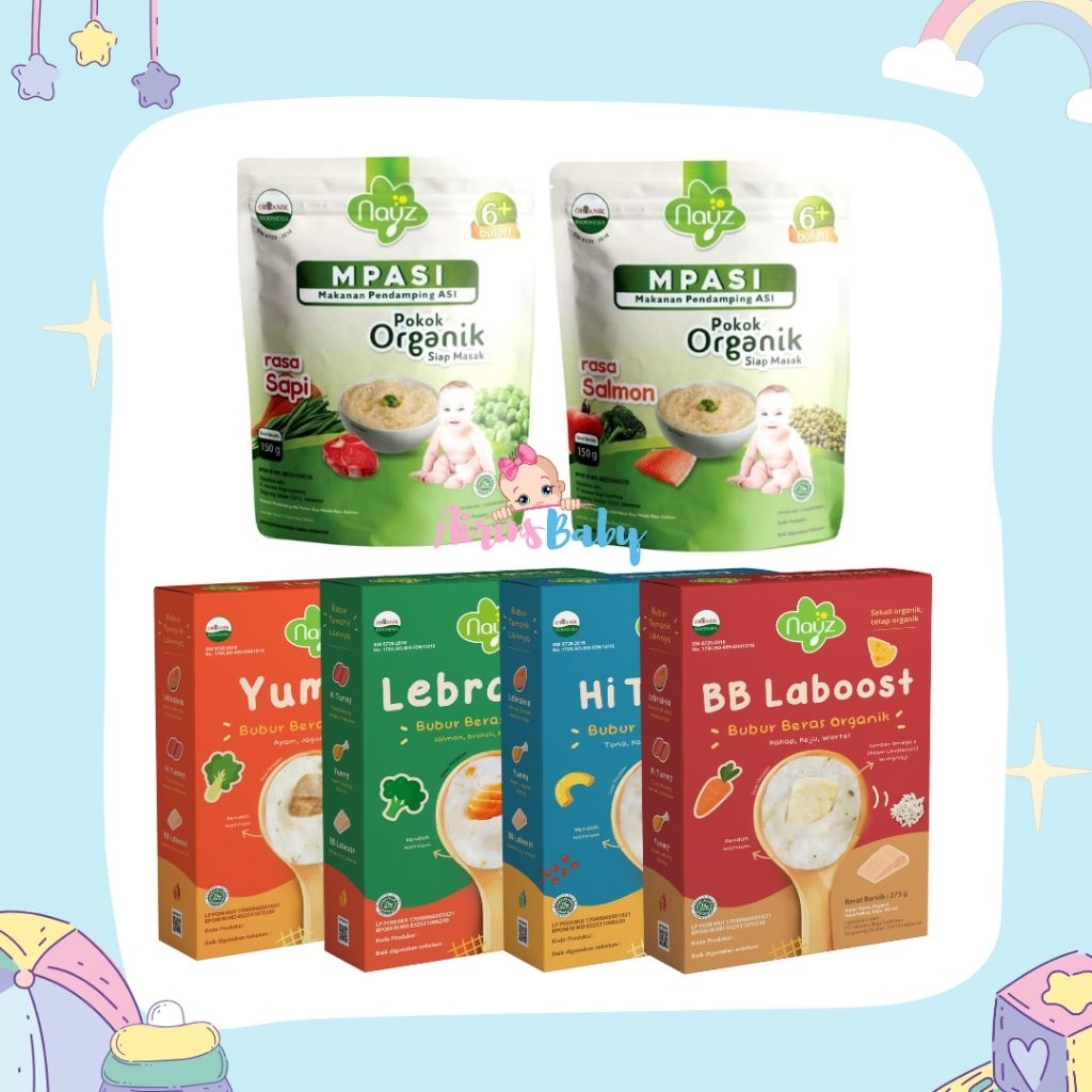 BUBUR ORGANIK NAYZ BUBUR TEMATIK NAYZ BUBUR MPASI SALMON SAPI BASO SAPI BUBUR B-BGROW NAYZ BUBUR NAY