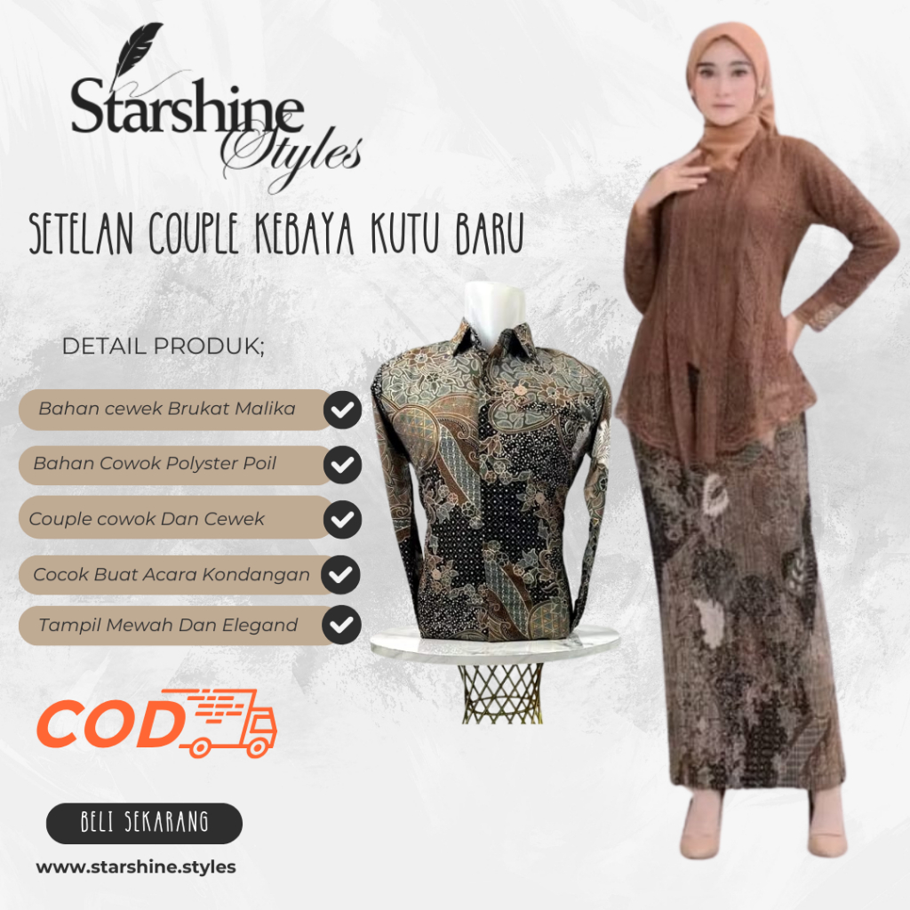 Setelan Couple Kebaya Kutu Baru | Batik Couple | Kebaya Wisuda Kebaya Modern Baju Kondangan Keluarga