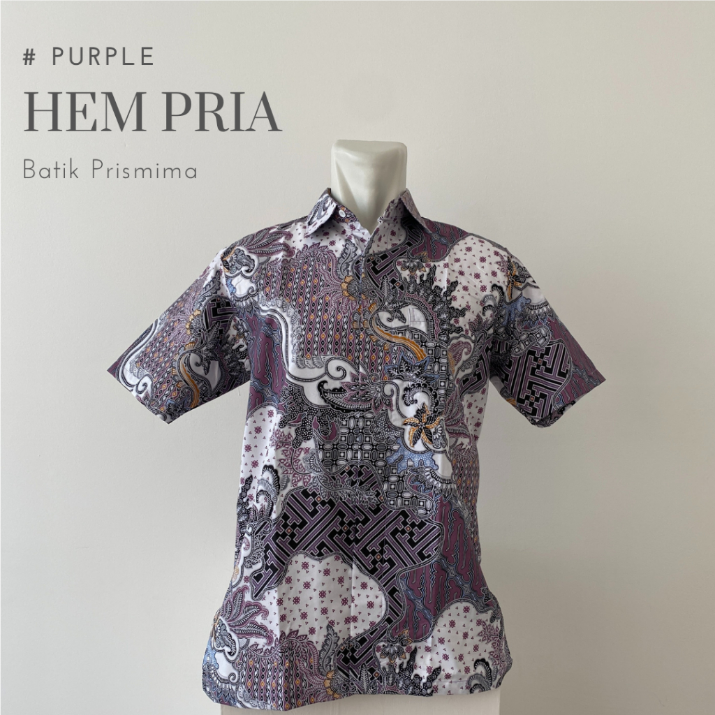 HEM BATIK PRIA LENGAN PENDEK UNGU