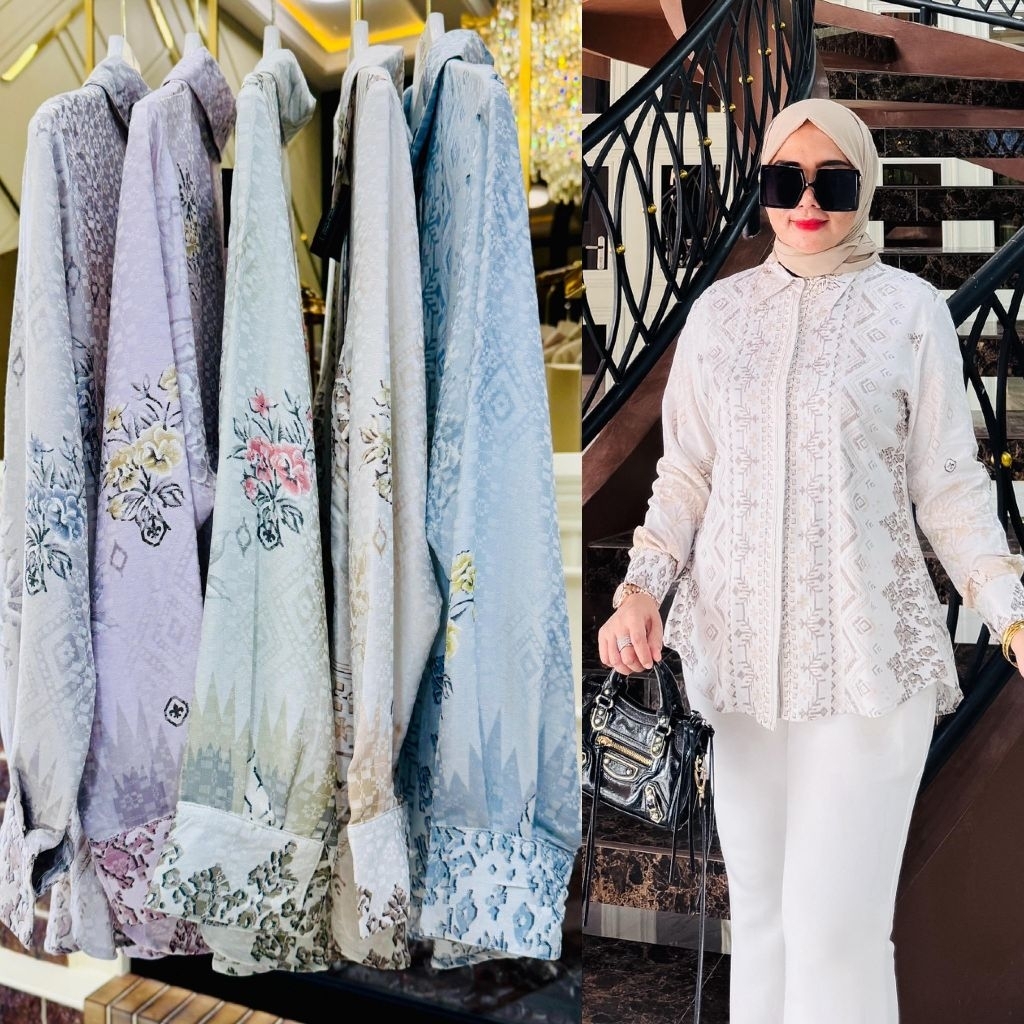 Zalina Blouse // Kemeja Wanita Premium Motif Terbaru // Blouse Wanita Bunga
