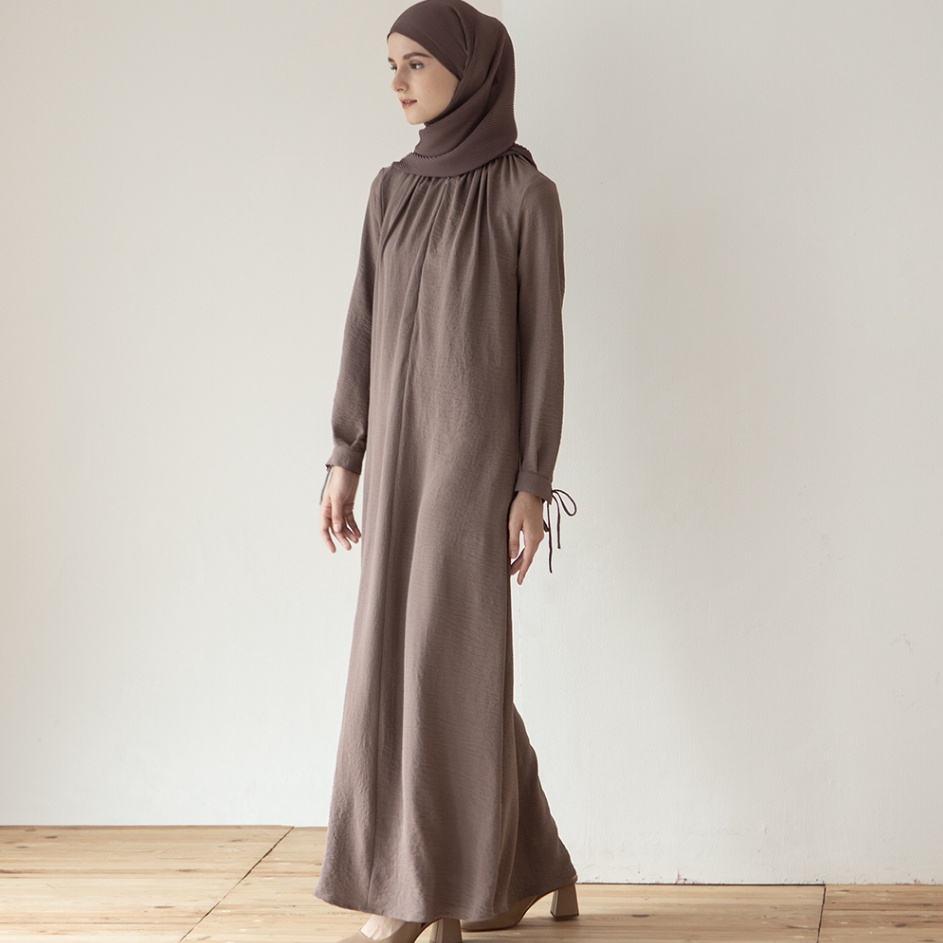 Khansa by Aska Label  Dress wanita polos gamis basic wanita bahan crinkle anti kusut busui friendly 