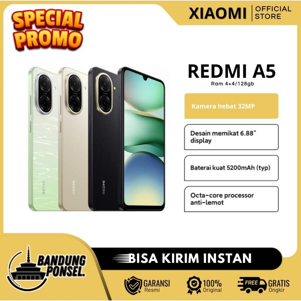 New Xiomi Redmi A5 Ram 4/128Gb 5000mAh Garansi Resmi Xiomi Indonesia