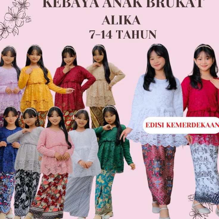 COD SET KEBAYA BRUKAT ANAK ALIKA 114 TAHUN