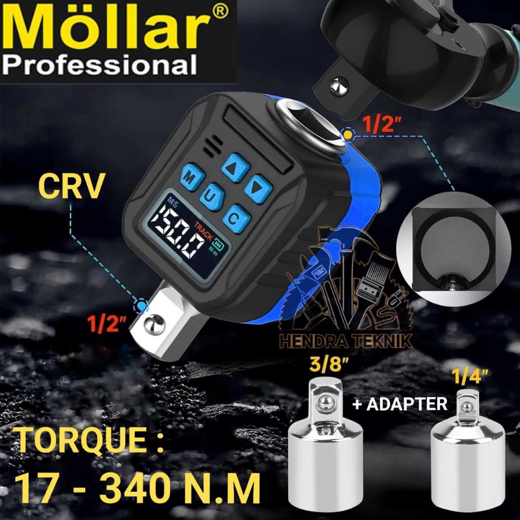 ADAPTOR KUNCI TORSI DIGITAL MOLLAR 17 - 340 Nm SET KUNCI MOMEN ELECTRIC DIGITAL TORQUE ADAPTER SET