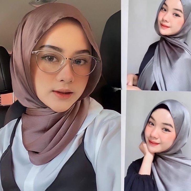 Pashmina Credenza Satin Silk Pashmina Silk Satin Textur Cringkle Pashmina Cradenza Satin Silk Textur