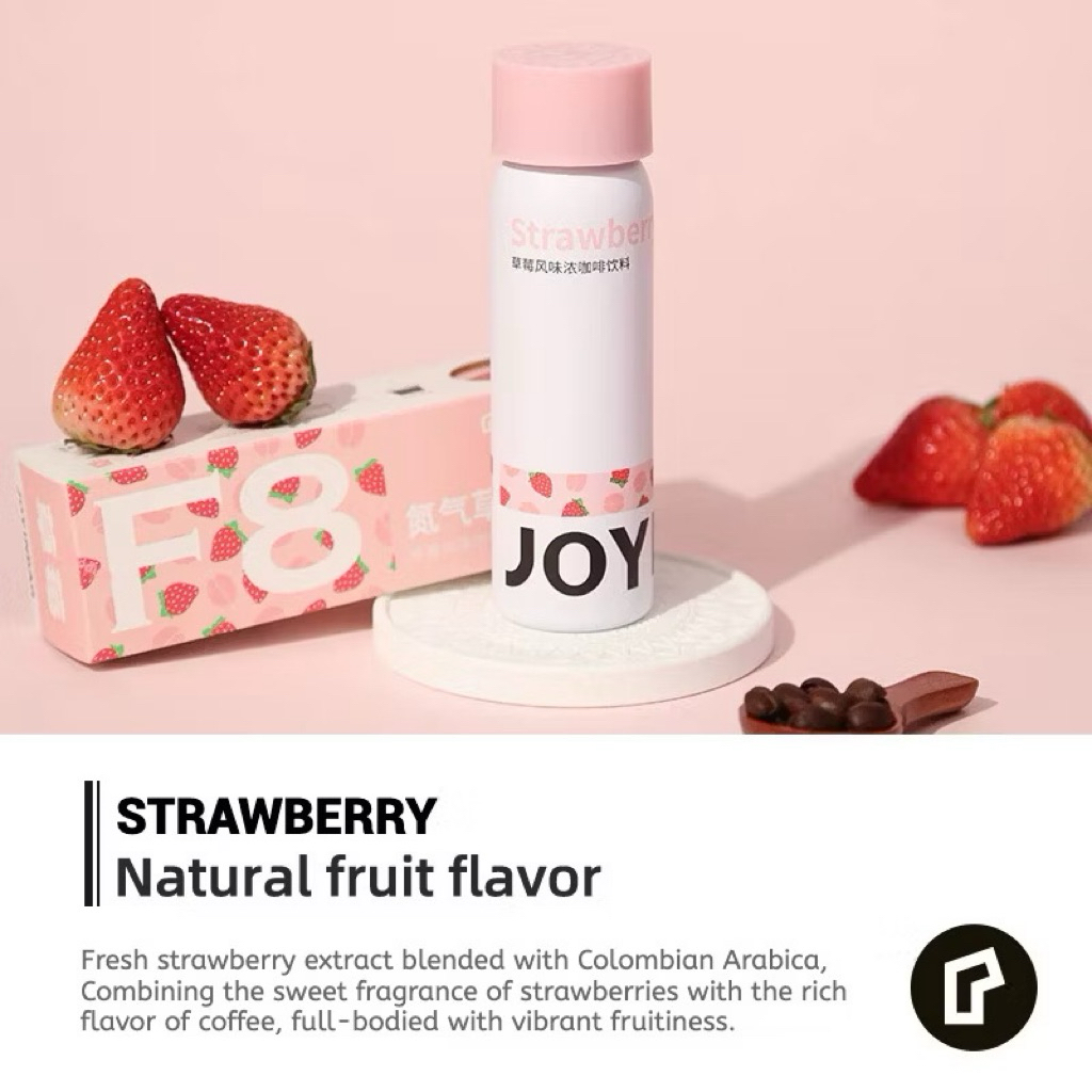 

JOYINBAG F8 Strawberry Nitro Coffee 8 Porsi x 250ml Per Kaleng [ Dreamy Strawberry ] Nitro Kopi Instan