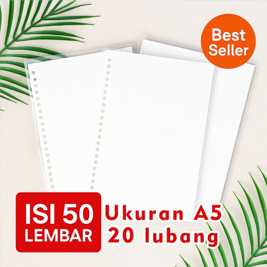 

loose leaf A5 isi 50 lembar garis/polos 20 lubang loose leaf Refill A5