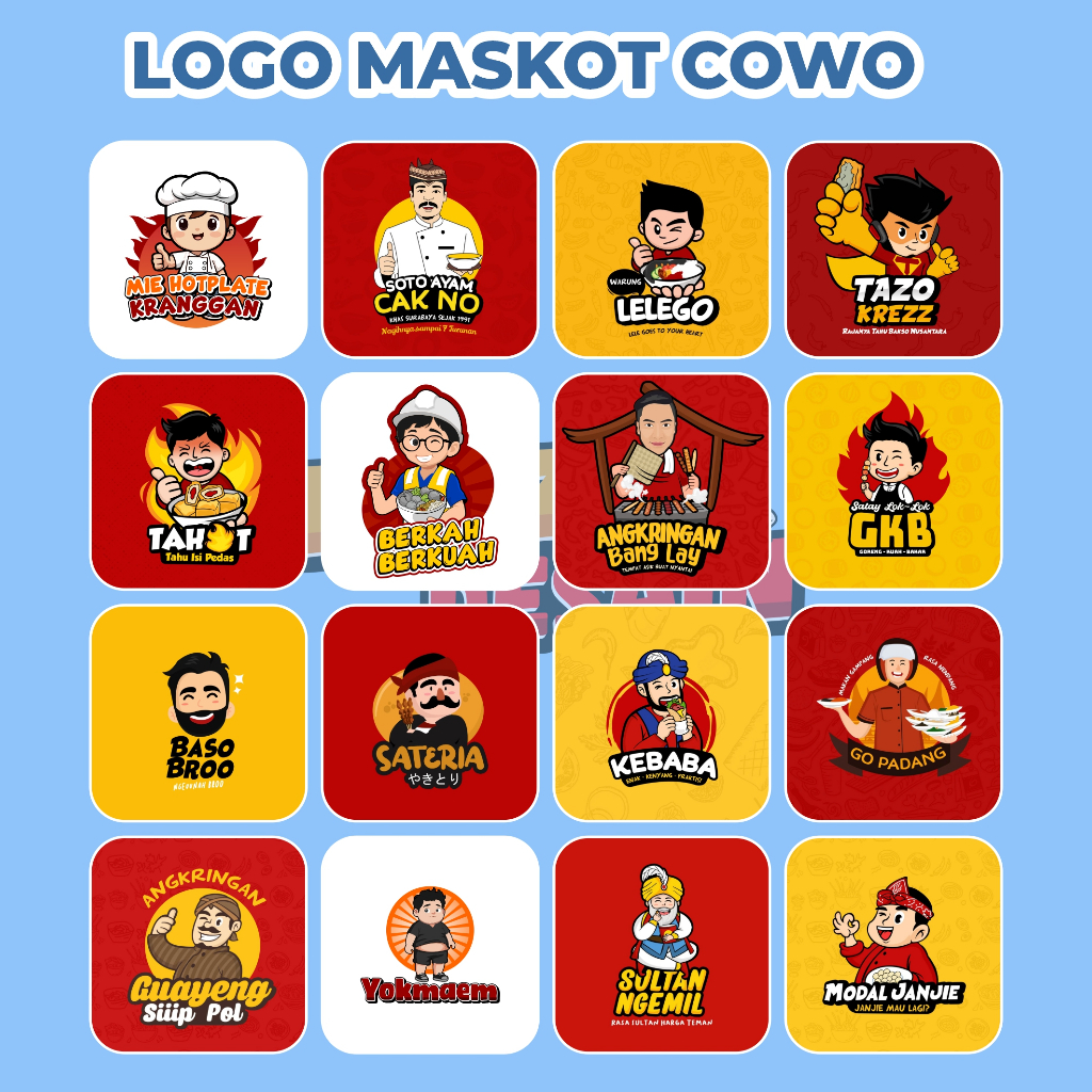 Jasa Desain Logo Maskot Karakter Pria Cowok -  logo umkm - bisnis Olshop Distro Brand Bisnis Online 