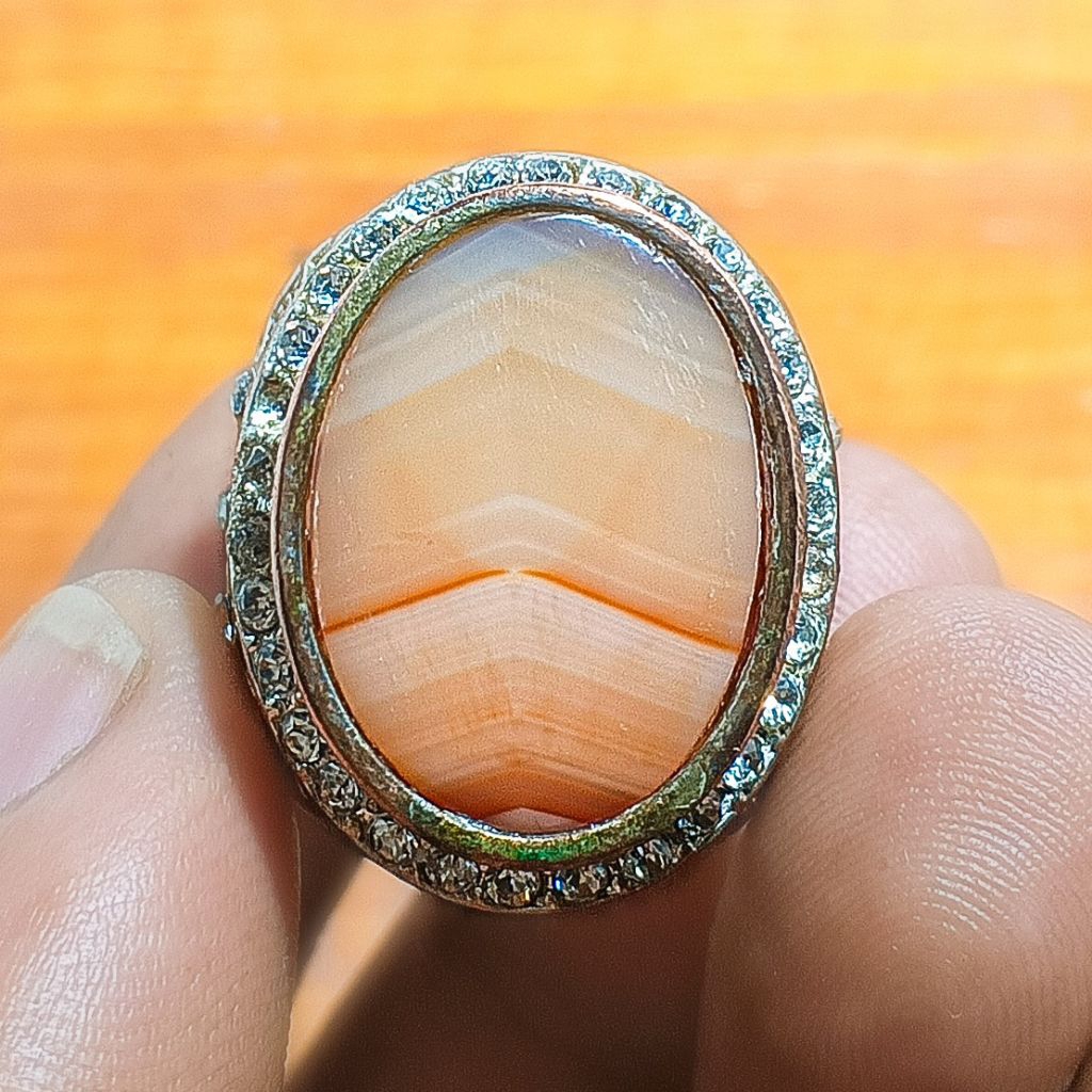 Asli Batu Sulaiman Junjung Derajat Orange Lis Merah 2cm Ring.8