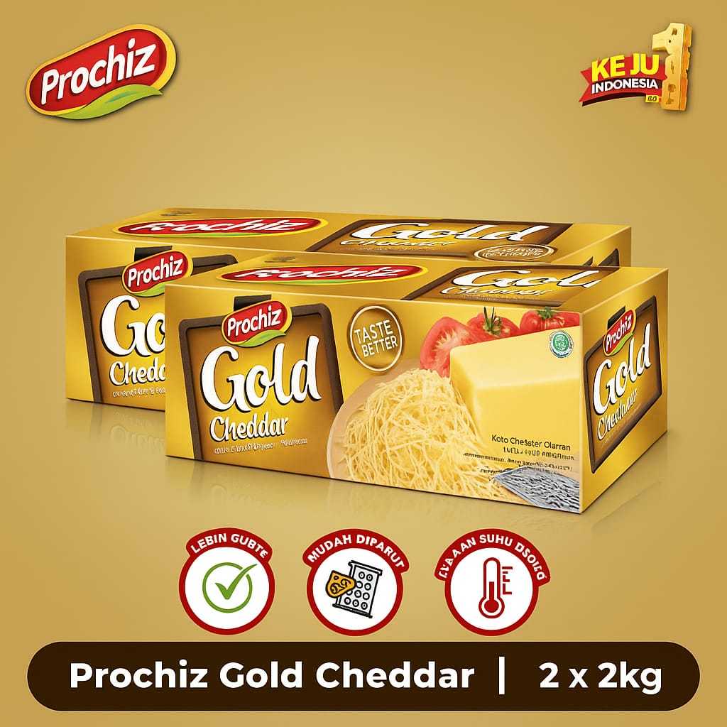 

Keju Prochiz Cheddar Gold 2kg Bundle 2 Pcs