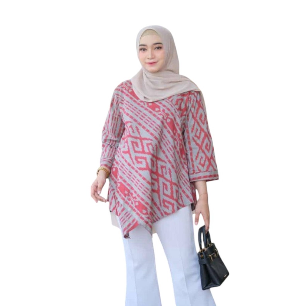 Blouse Batik Motif Songket etnic Terbaru Atasan Blouse Motif Songket etnic
