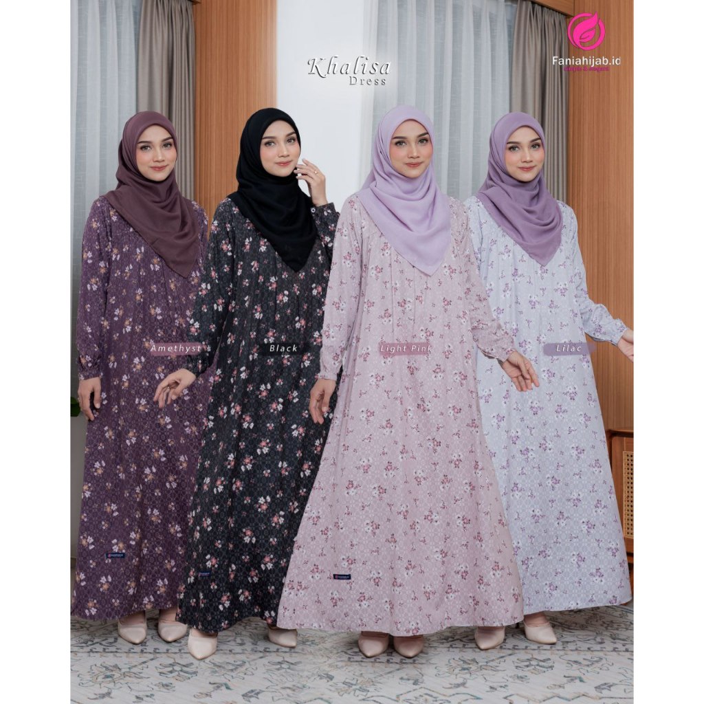 FANIA HIJAB - Khalisa Dress (Gamis Saja ) Bahan Adem Motif Cantik