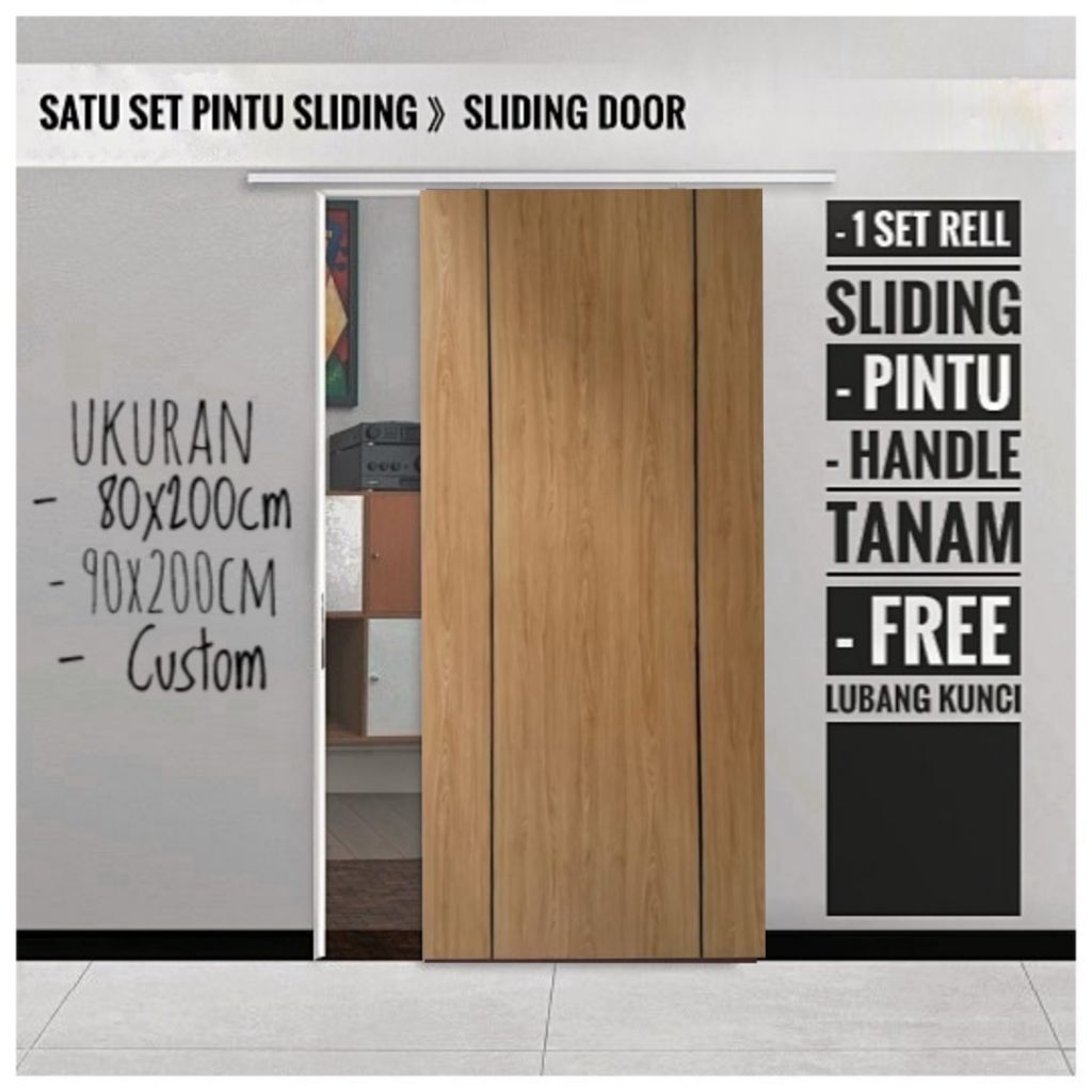 pintu geser sepaket, pintu rel sliding, pintu rumah, pintu minimalis, pintu multiplek