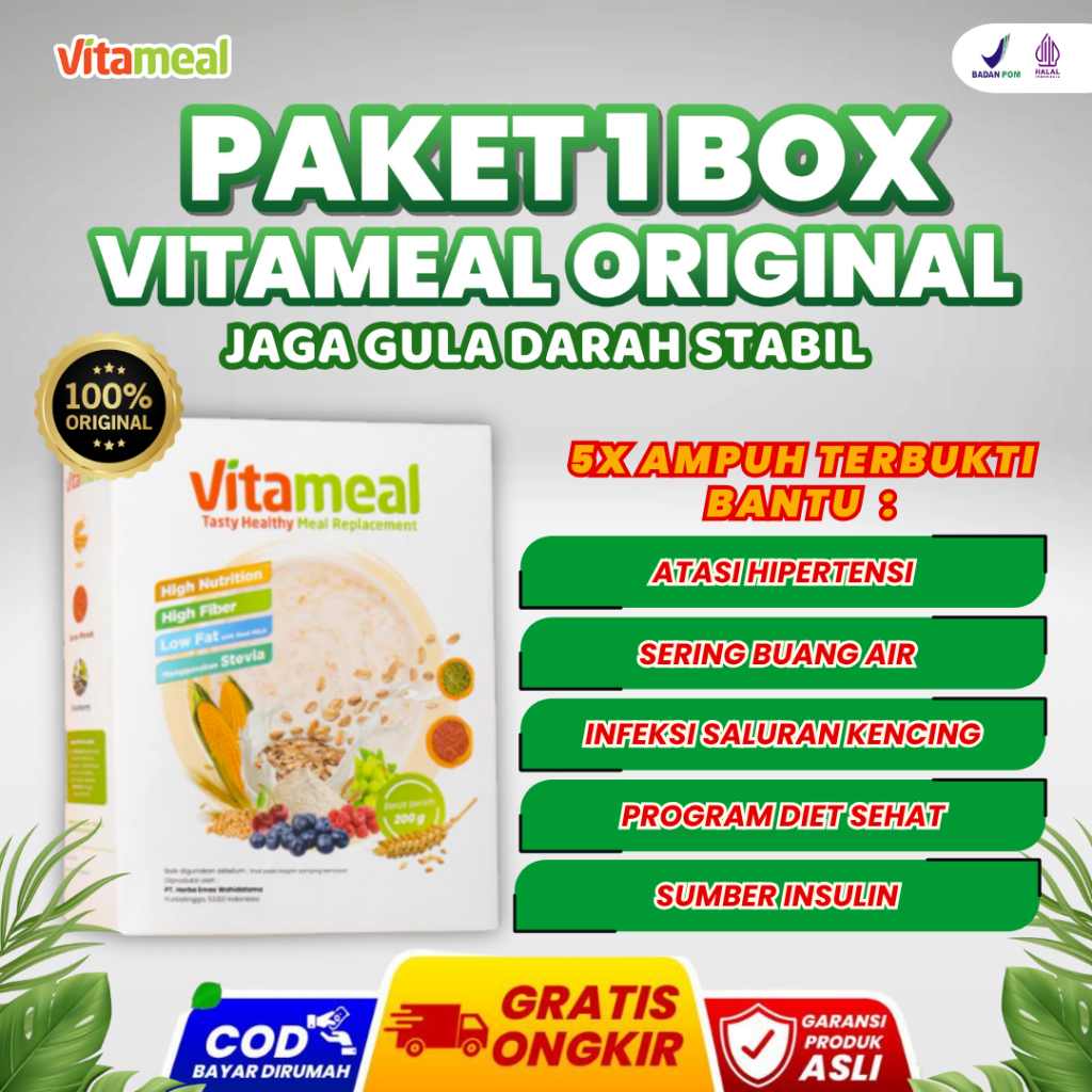 

[AMPUH] Vitameal Makanan Sereal Sehat Mencegah Diabetes Ampuh Mengontrol Gula Darah Meningkatkan Energi Menjaga Berat Badan Nutrisi Seimbang Pilihan Sarapan Bebas Kebas Kesemuat Kolesterol Asam Lambung Gerd Official Store VITAMILK HERBAL
