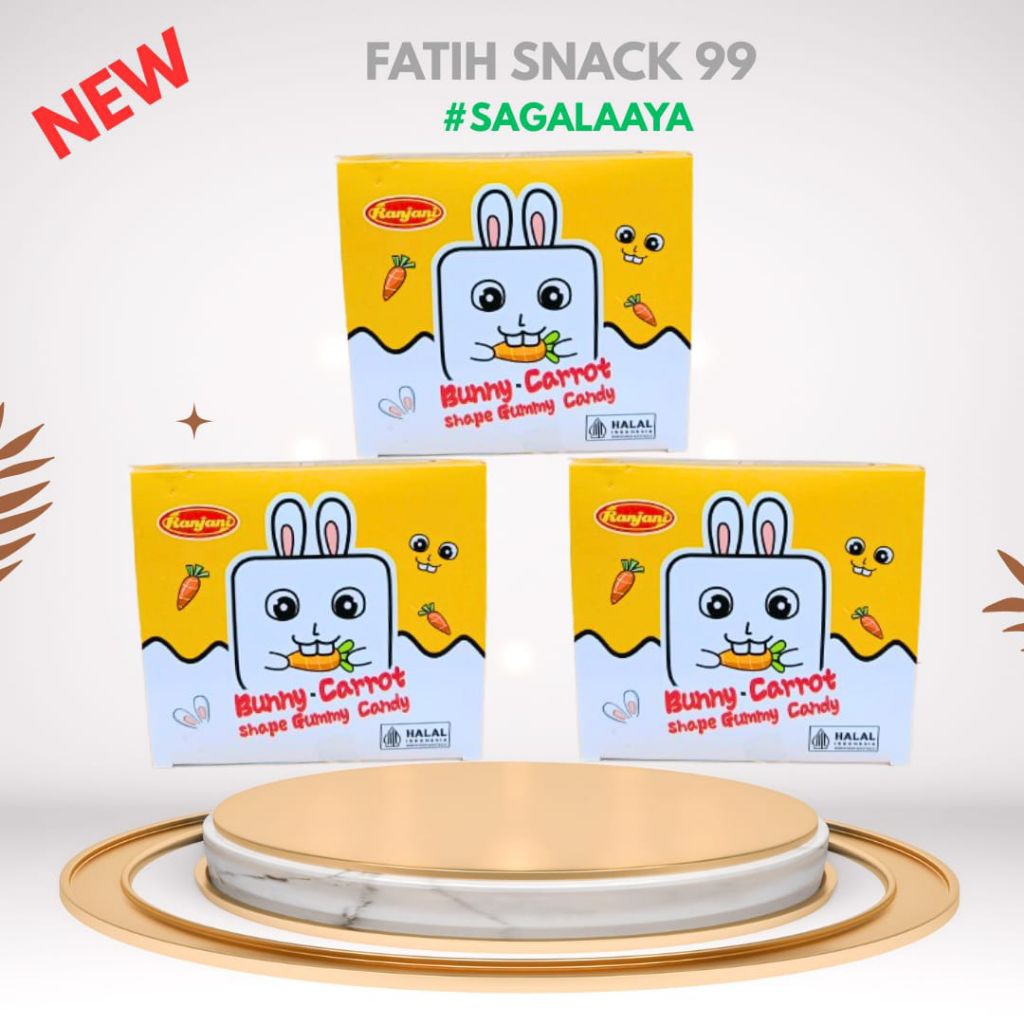 

RANJANI BUNNY CARROT ISI 24 PCS X 9G PERMEN SHAPE GUMMY CANDY KELINCI WORTEL