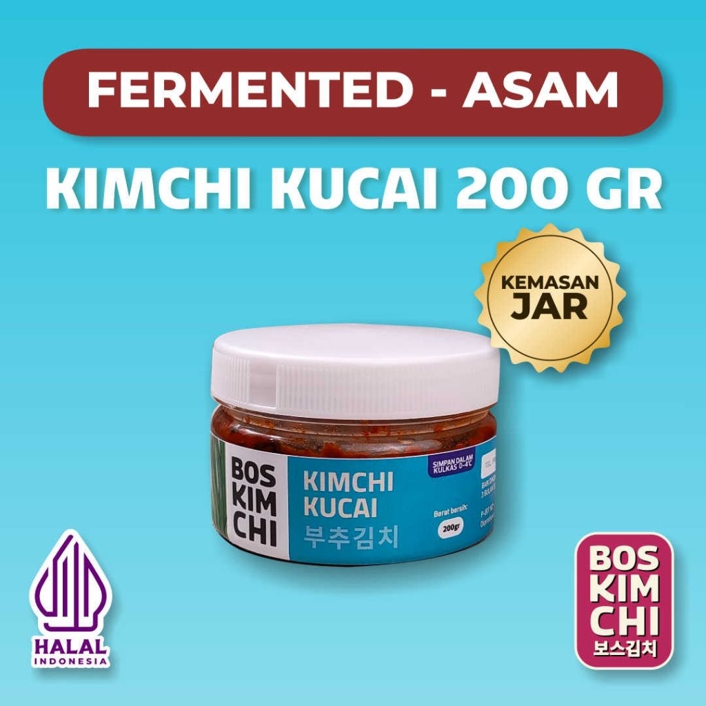 

Kimchi Kucai 200 gr Kemasan Toples Asam | Boskimchi | Buchu Kimchi Jar Fermented