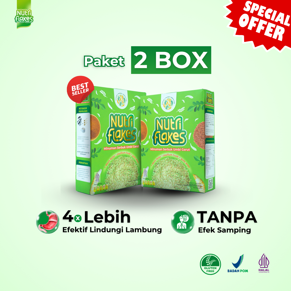 

Nutriflakes Paket 2 box membantu atasi asam lambung, maag & GERD