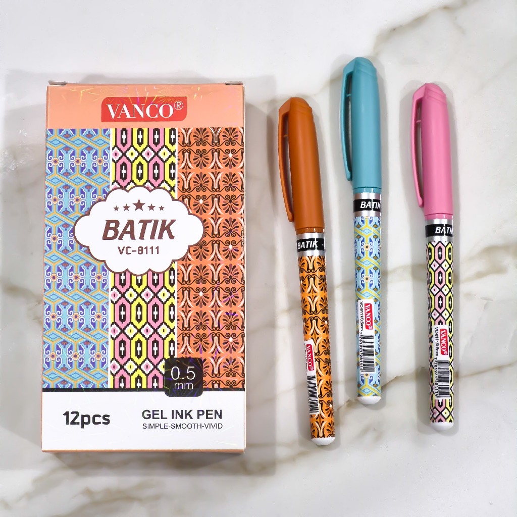 

[1 LSN / 12 PCS] GEL PEN VANCO VC-8111 iPEN APEL BATIK