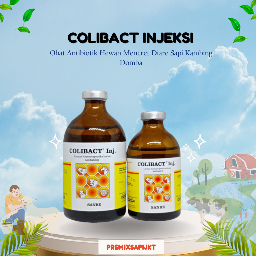 NEW COLIBACT INJEKSI 50ML COLIBACT INJ 100ML SANBE - Obat Antibiotik Hewan Mencret Diare Sapi Kambin