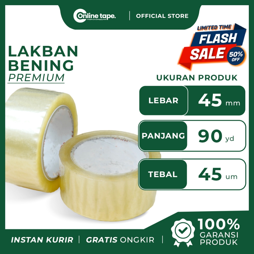 

FLASH SALE! Lakban Bening MURAH 90 yard 45 mm ECO / Isolasi / Solatip / Lakban Bening Termurah