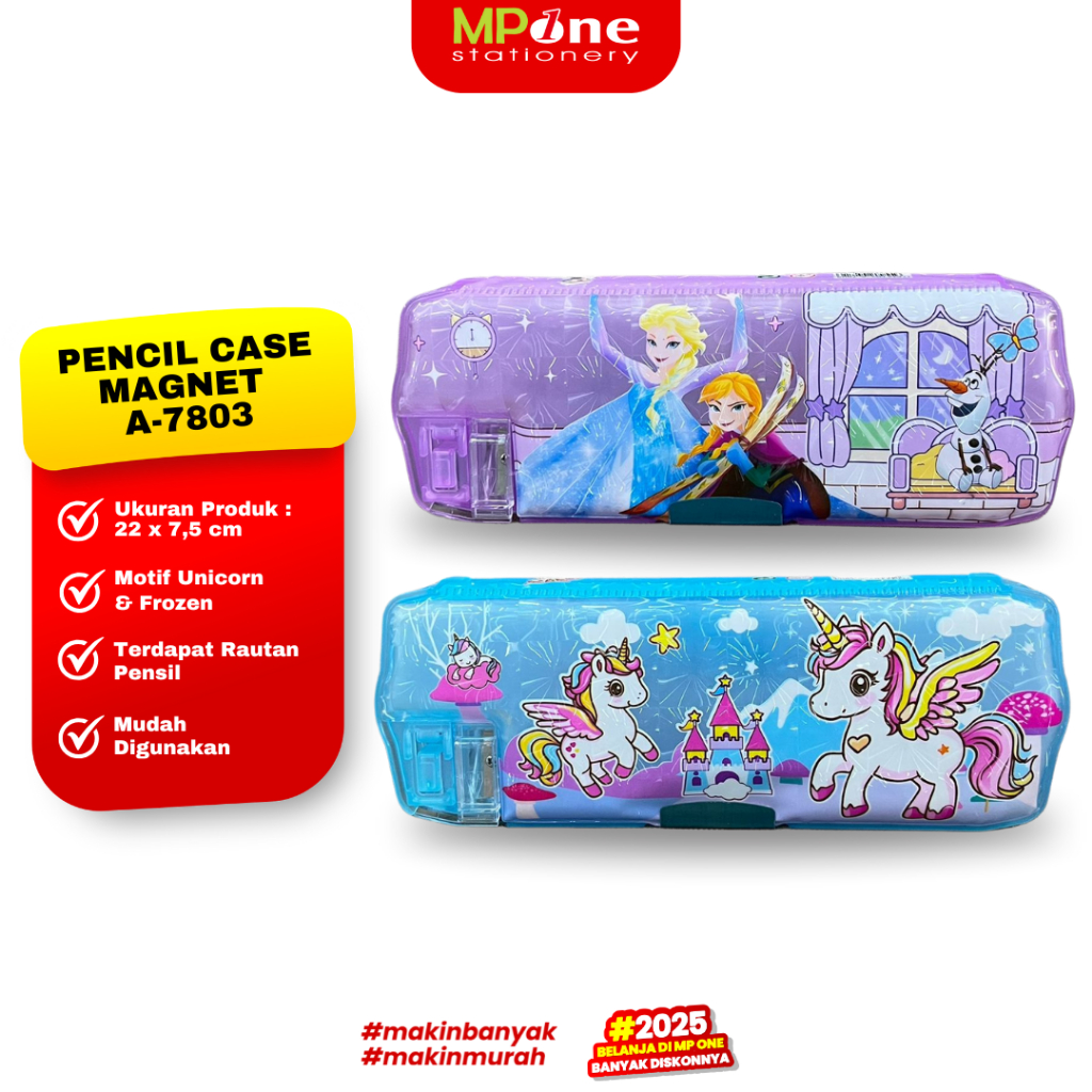 

Kotak Pensil Magnet Motif Cewe A-7803 / Pencil Case Anak Sekolah Magnet + Peruncing 2 Ruang