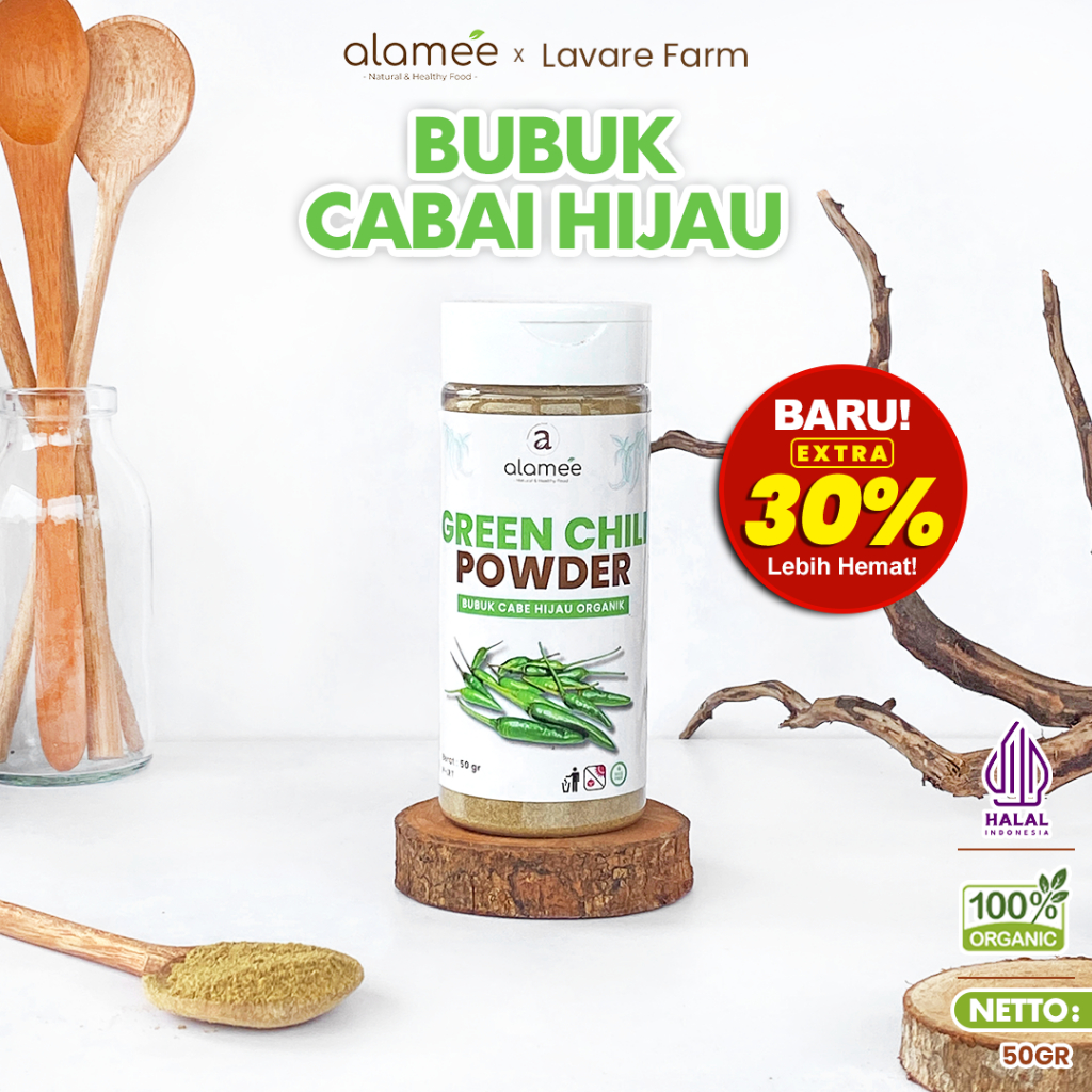 

ALAMEE Cabai Bubuk Hijau Green Chili Seasoning Powder Halus Cabe Bumbu Masak Dapur 50gr BUMA