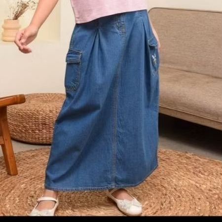 ROK LEVIS CARGO ANAK PEREMPUAN/ROK BELAH BELAKANG ANAK USIA 5-8TAHUN
