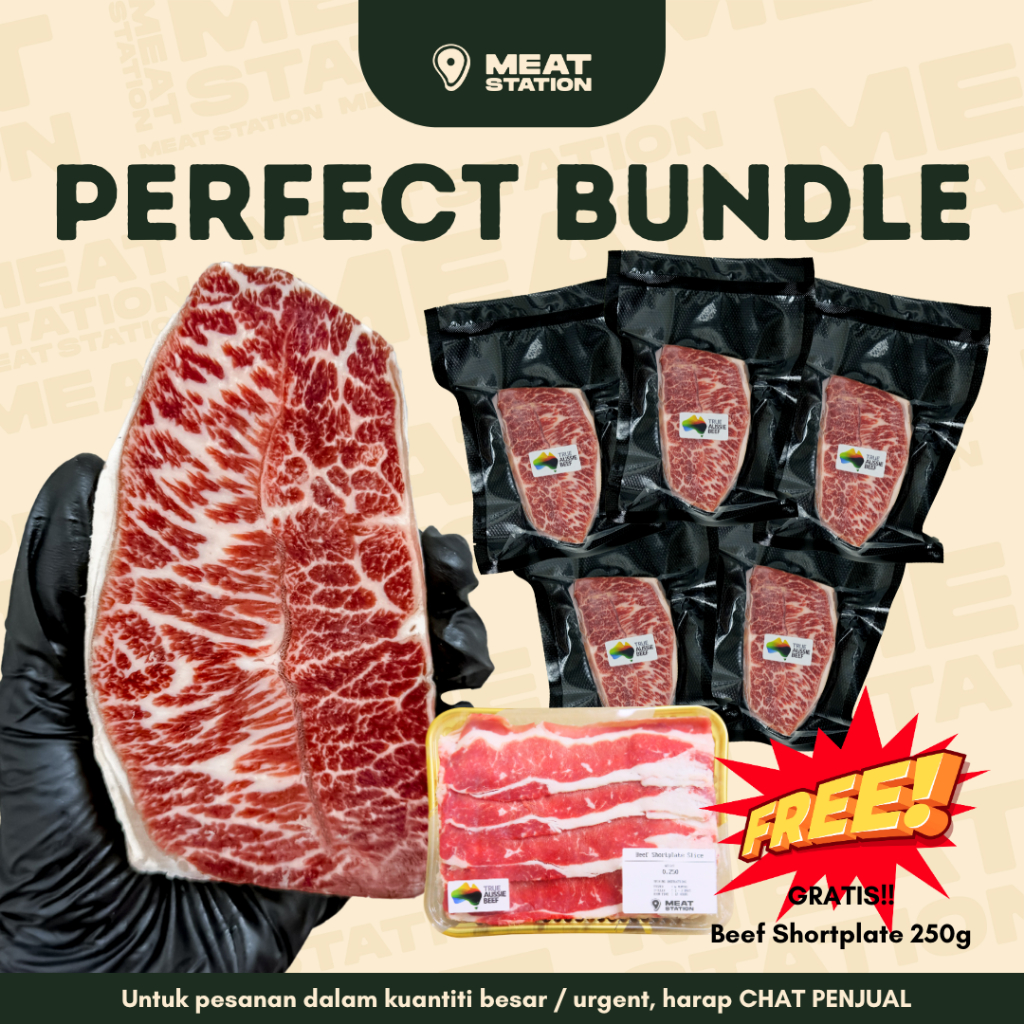 

(BUNDLE) Misuji MB 9 Steak Cut 200g FREE BEEF SHORTPLATE 250g - halal