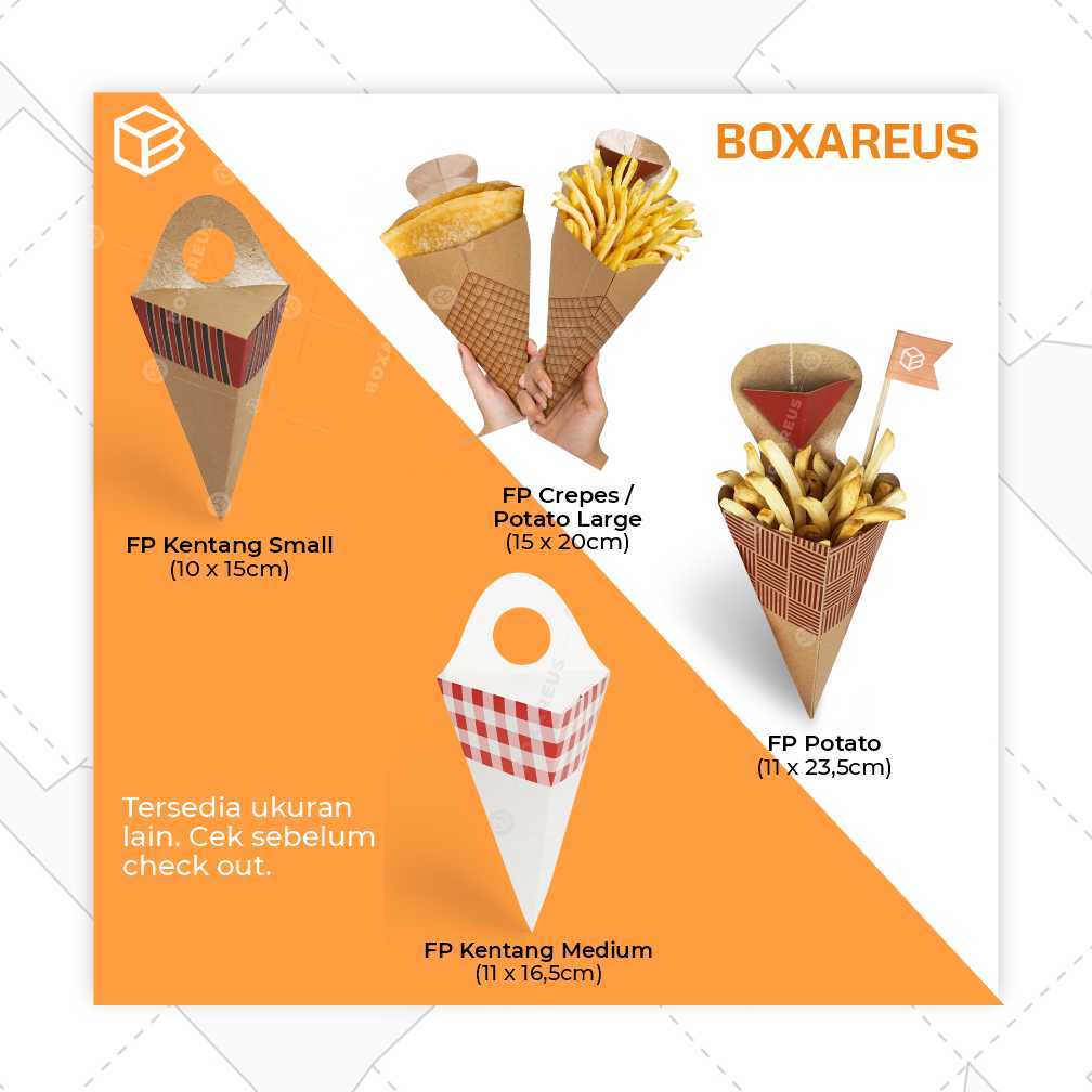 RB Snack Box Kentang Goreng Kemasan French Fries Dus Kraft FP Kentang Small Brown