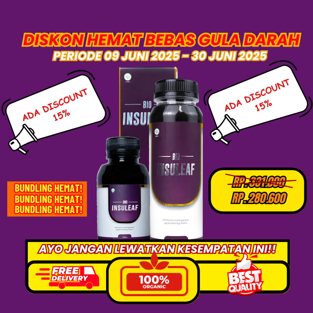 

Bio Insuleaf Diabetes Original Herbal Asli 1 botol 250ml + 150ml