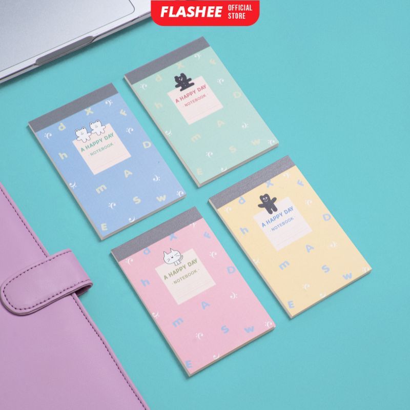 

Flashee Notebook A7 Buku Catatan Kecil Notebook Flip Top Buku Memo A7 Karakter Imut Happy Day Pastel
