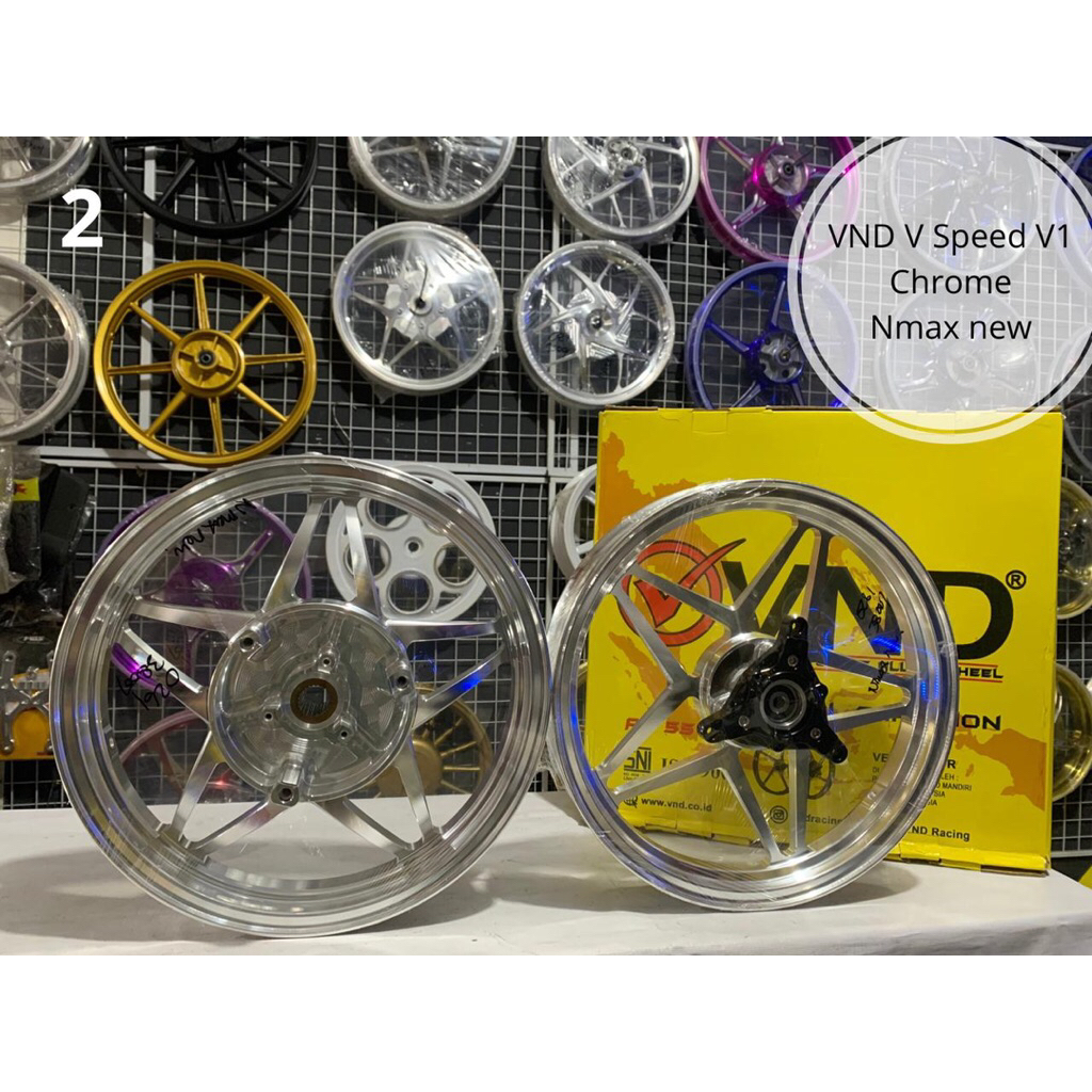 Velg Racing VND V Speed V1 Nmax New Merah & Chrome Ring 14 Uk 185/215 -satriamodifikasipekanbaru-