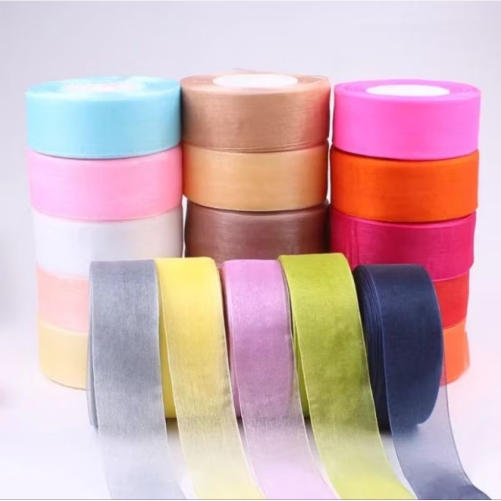 

FerenHongXia Pita Organdi Polos 1 inch 2,5cm/Roll Pita Organza / Pita Kado / Organza Ribbon