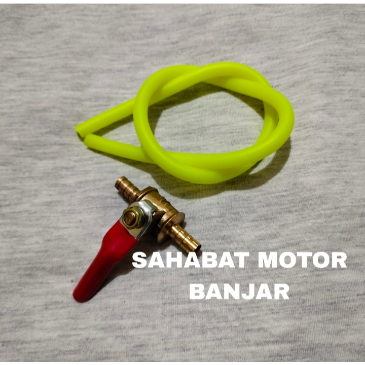 promo Paket Selang Bensin 40cm + Kran Bensin Kuningan 1/4 Motor Universal Keran Bengsin Bebek-Matic-
