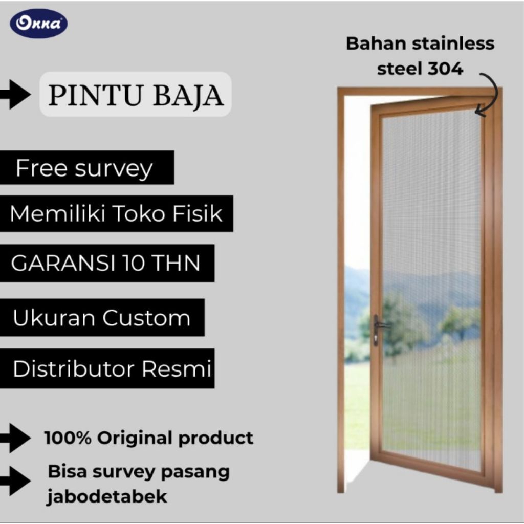 Onna / Pintu Stainless304 Swing / Pintu Security Geser /Pintu Baja