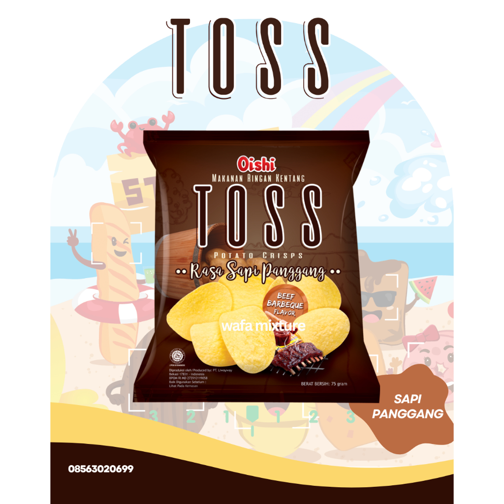 

Oishi Toss potato Crips Rasa Sapi panggang 75 gr piknik cemilan camping