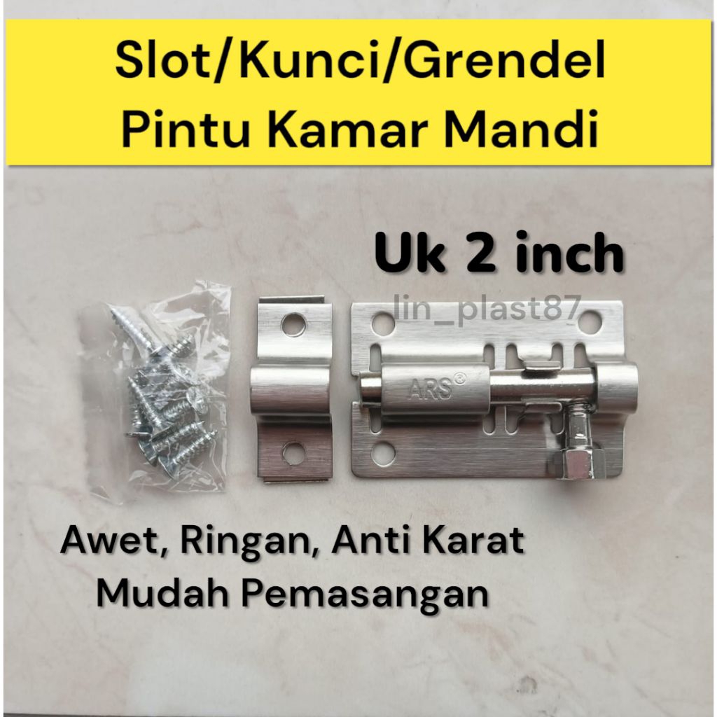 SLOT GRENDEL PINTU KAMAR MANDI STAINLESS