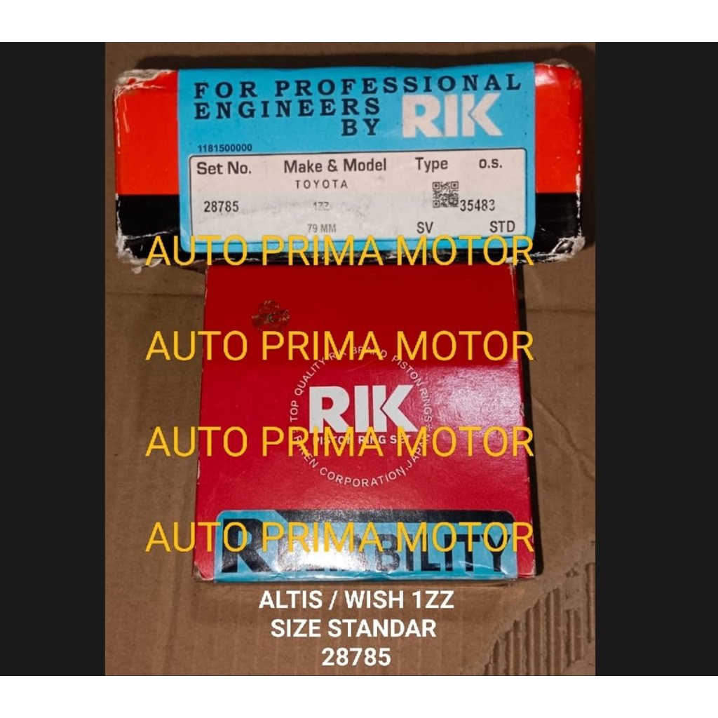 RING SEHER PISTON TOYOTA ALTIS 1ZZ WISH 2003 SIZE STD STANDAR 28785 1SET