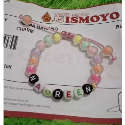 Gelang Tali Rainbow Anak Inisial Nama Mrican 0,1gram Semar Ismoyo J5