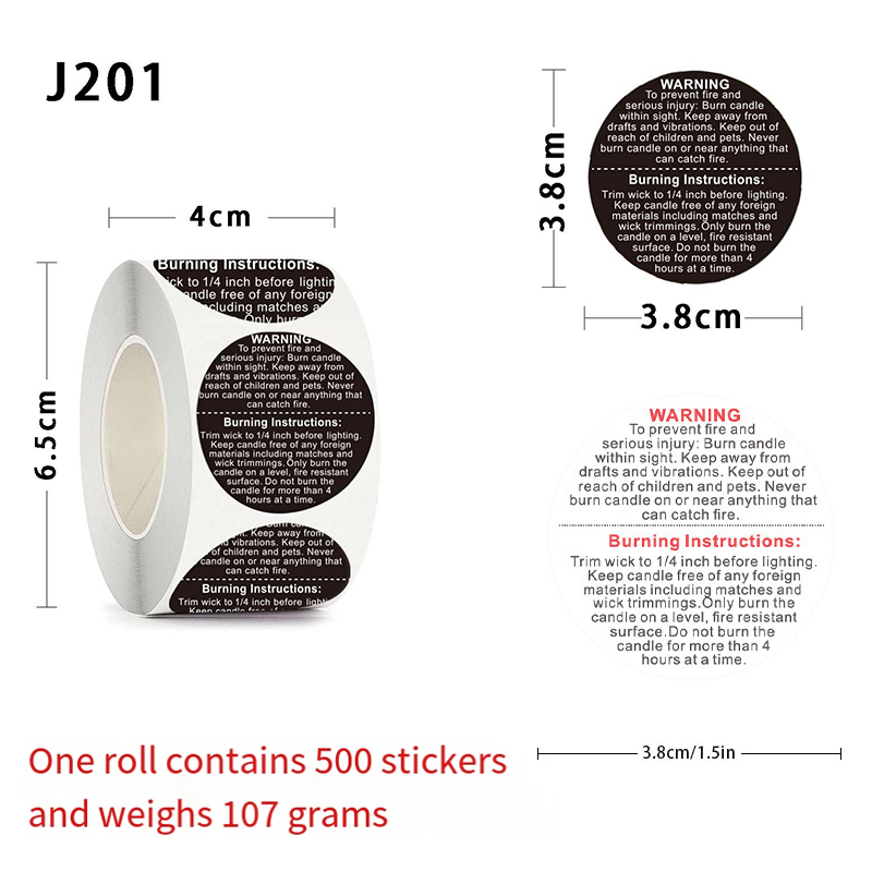 FX 1 Roll/500Pcs Stiker Tempel Warning Candle / Stiker Tempel Peringatan Lilin
