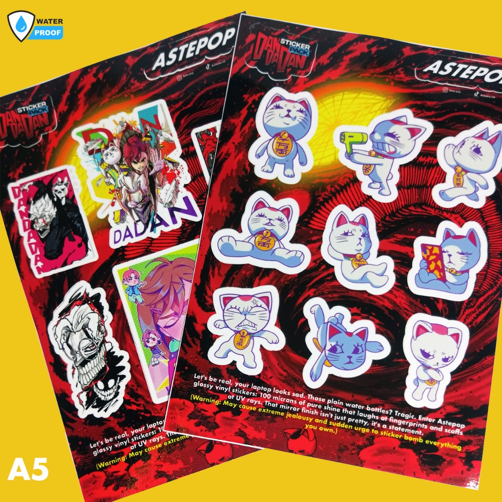 

Sticker sheet Dandadan series Ukuran A5 Super Glossy, Kisscut dan Tebal