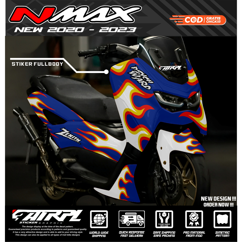 Decal Sticker Nmax New 2020 - 2022 Fullbody Decal Sticker Nmax Api Menyala ZENNITH New 2020 - 2022 F